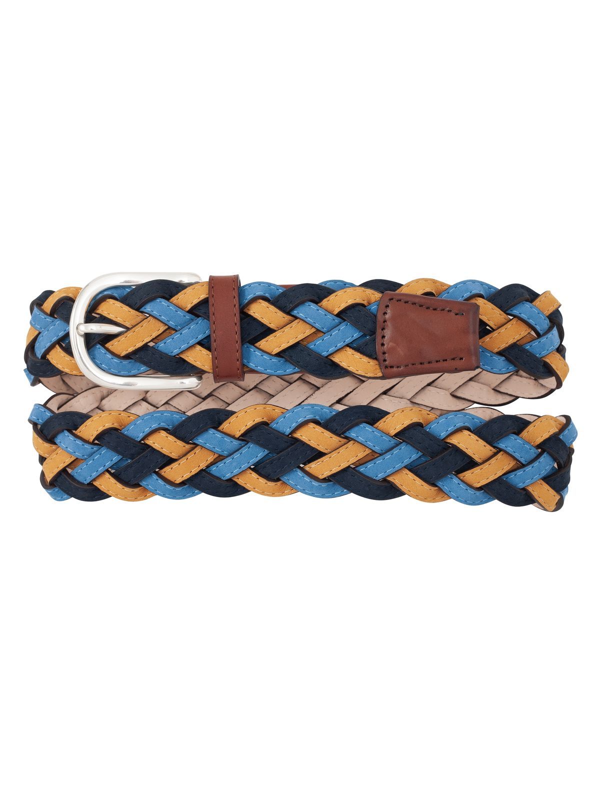 3-Color Leather Braided Belt