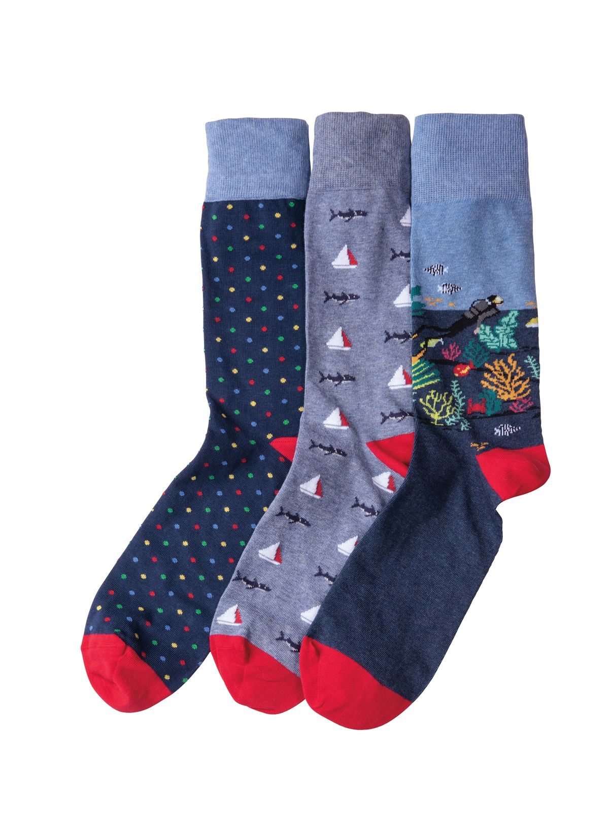 Pack of 3 Pairs Extremely Popular Navy/Red Cardiff Socks by HKM 