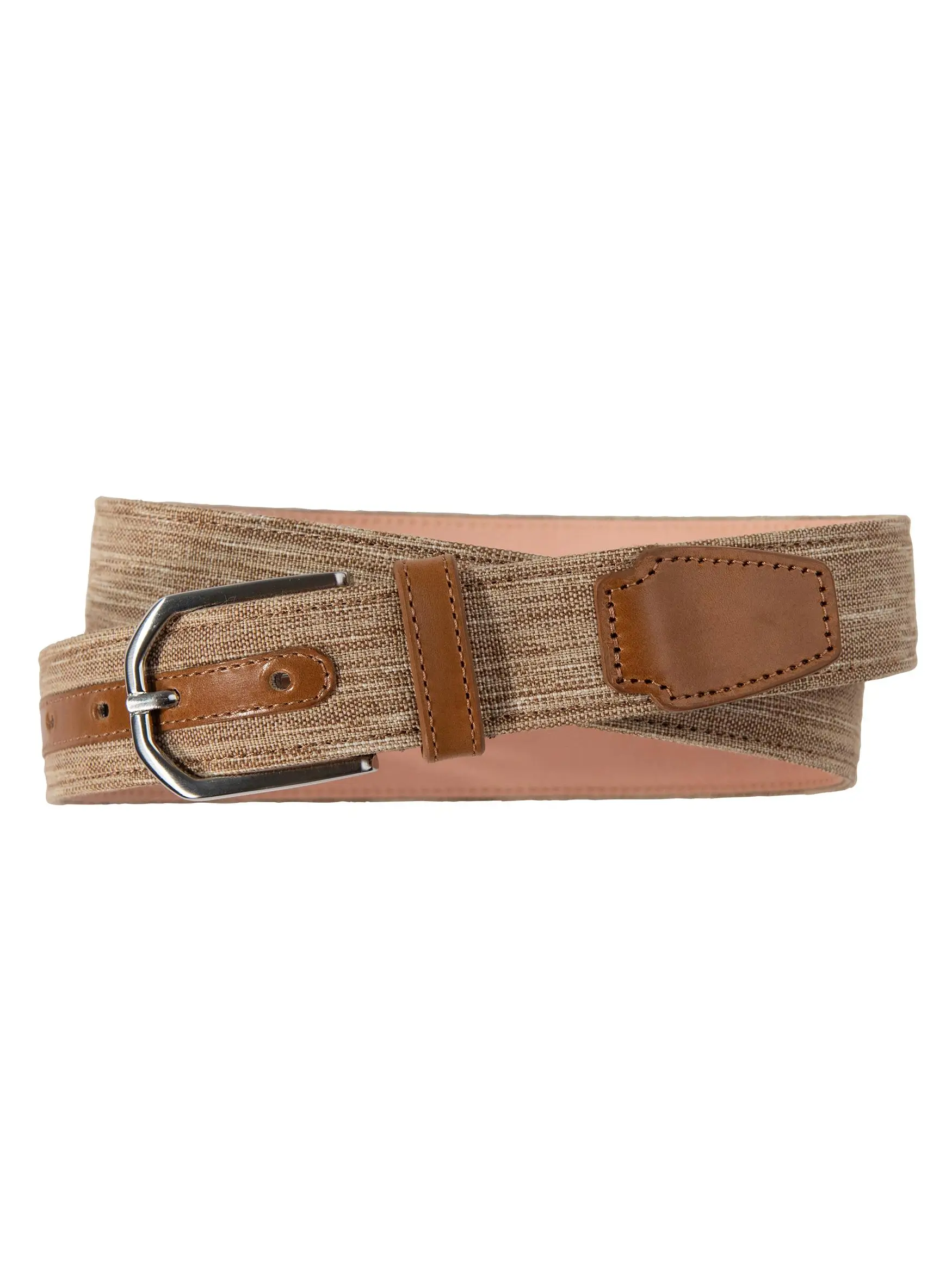 Longhi for Maus & Hoffman Tan Leather Canvas Belt Sz 36 Like New Made in Italy Amalfi | Bosca - Soft Leather Handcrafted Goods main image 4