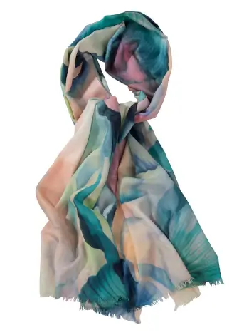 Floral Print Silk/Cashmere Scarf - 2