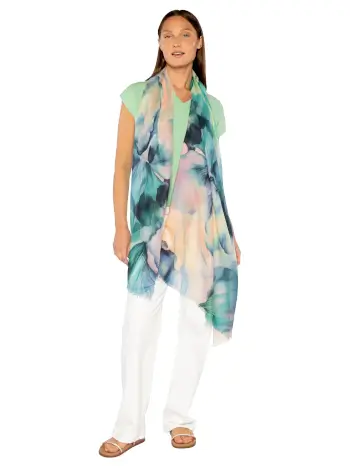 Floral Print Silk/Cashmere Scarf - 3