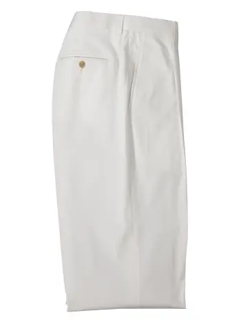 Pleated Stretch Cotton Slacks - 3