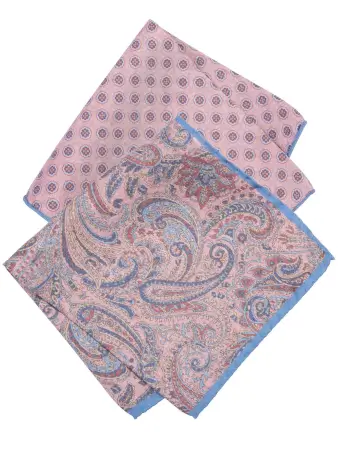 Double Face Paisley/Dot Pocket Square - 2