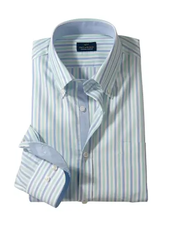 knee length dresses for ladies Non-Iron Cotton Stripe Dress Shirt with Contrast Trim