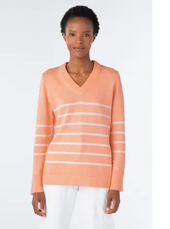 Super Soft Cotton Stripe V-Neck - Image 4