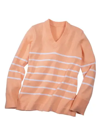 Super Soft Cotton Stripe V-Neck - Image 2