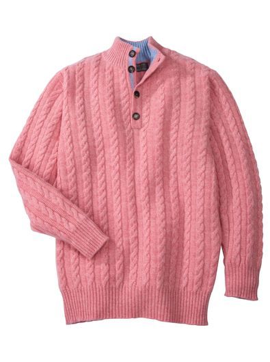 Dumfries Cashmere Cable Henley Pullovers