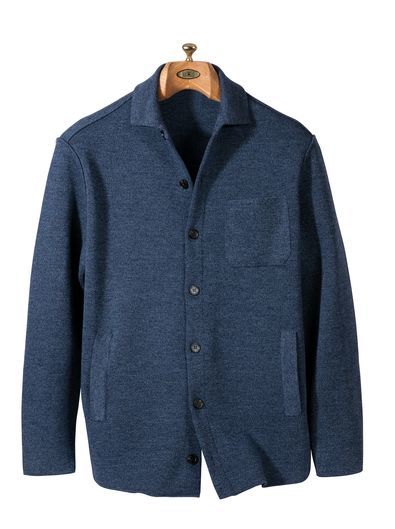 Dario Merino Wool Double-Knit Sweater Jacket