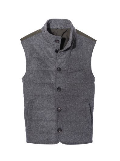 Grey Quilted Snap Button Vest
