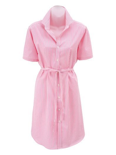 Pink Seersucker Stripe Dress