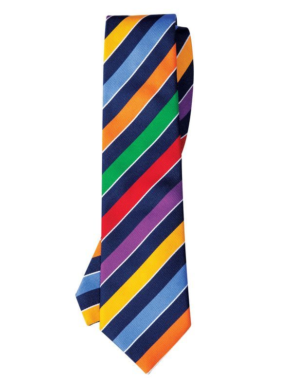 7-Color Stripe Silk Tie - Main View