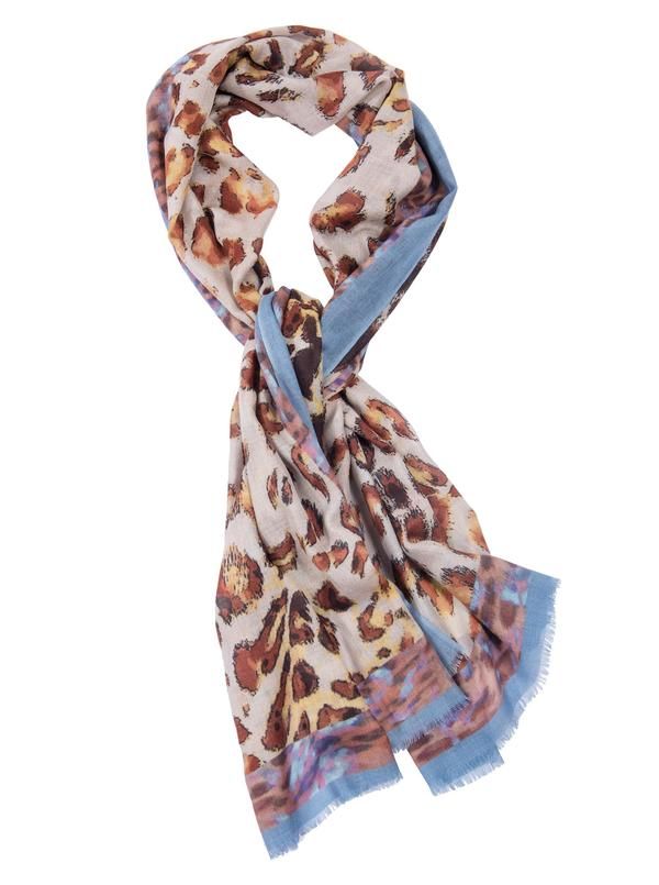 Animal Print Silk/Cashmere Scarf - Main View