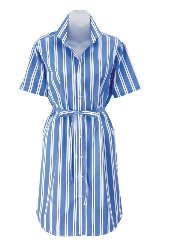 Blue with White Broadcloth Stripes - Main View