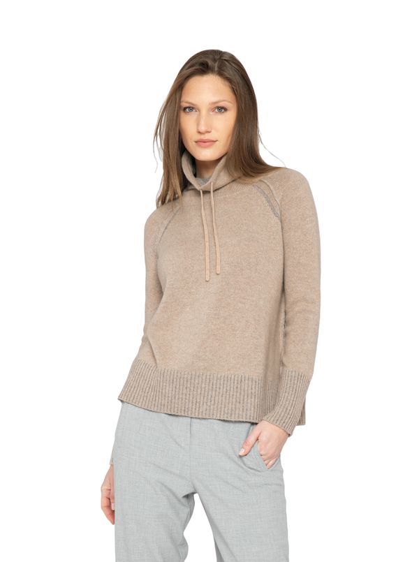 Cashmere Drawstring Funnel Neck Pullover - Main View