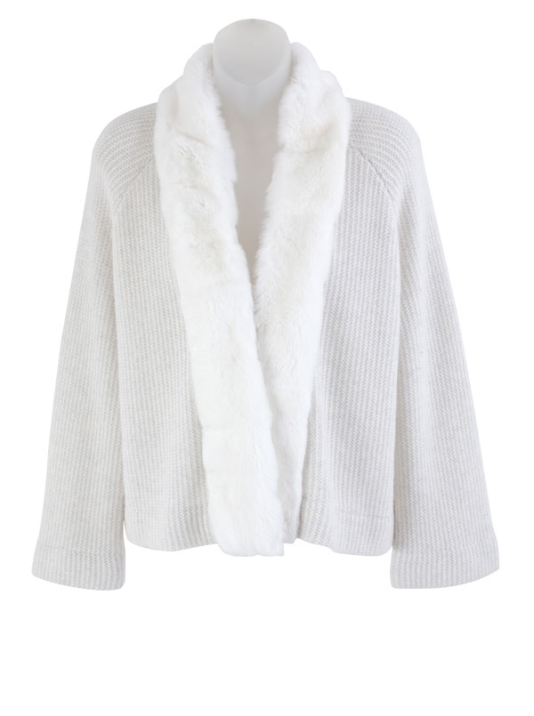 Cashmere Fur-Trimmed Open Cardigan - Main View