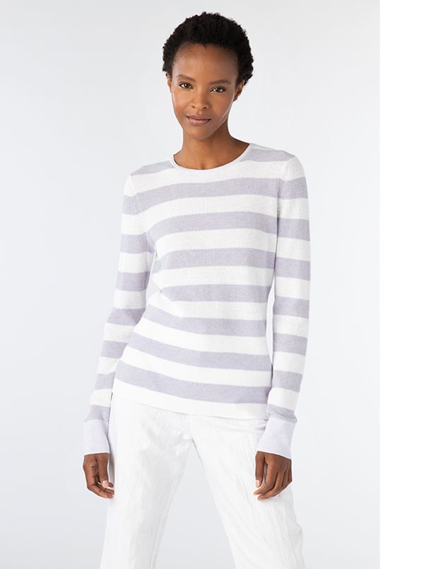 Cotton/Cashmere Stripe Pullover - Main View