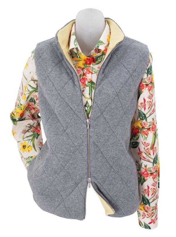 Fiona Cashmere Quilted Zip Vest - Main View