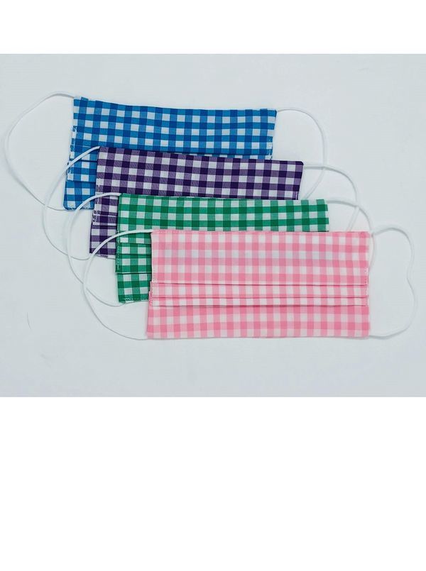 Gingham Shirting Fabric Face Mask Covering - Main View