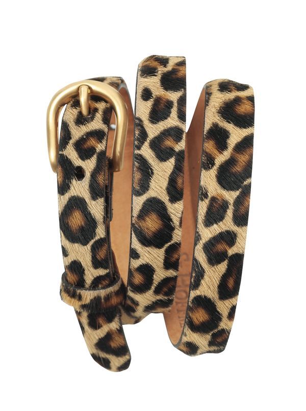 Hair Calf Leopard Print Belt