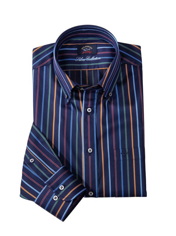 Jewel -Tone Stripe Sport Shirt by Paul & Shark - Main View