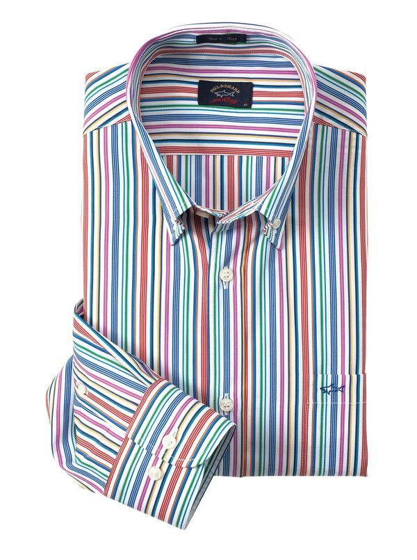 Multicolor Stripes on White Paul & Shark Shirt - Main View