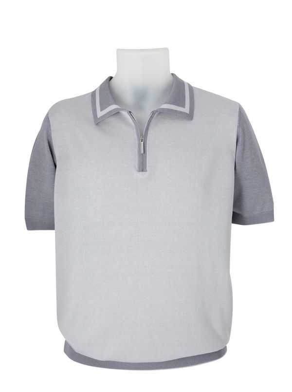 Paolo Cotton/Silk Zip Polo Shirt - Main View