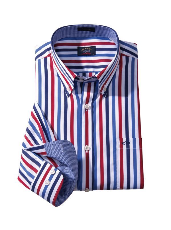 Paul & Shark Red/White/Blue Stripe Sport Shirt - Main View