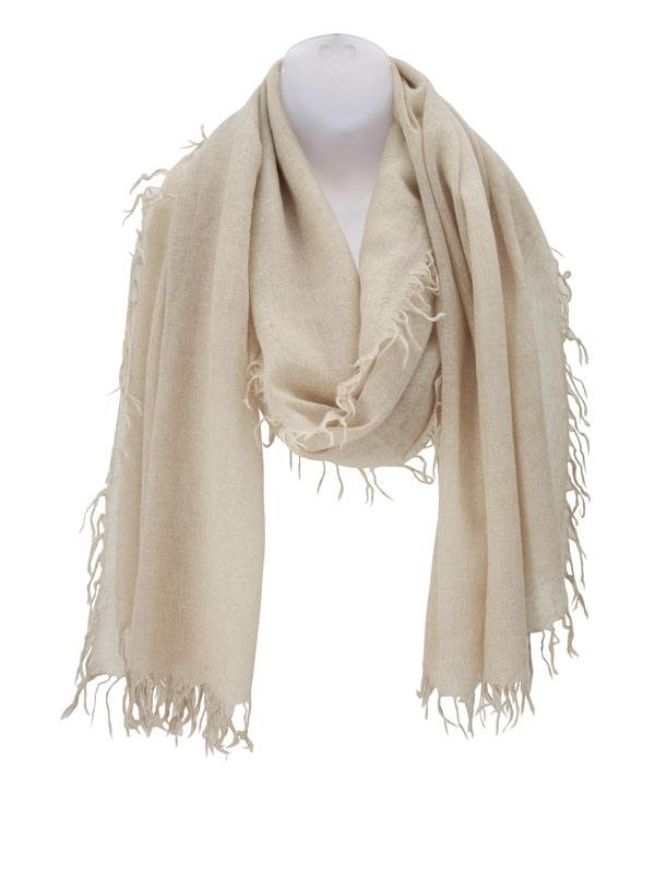 Pure Cashmere Fringed Scarf - Main View