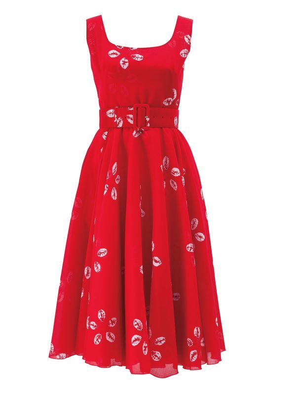 Red Print Dress by Samantha Sung - Main View