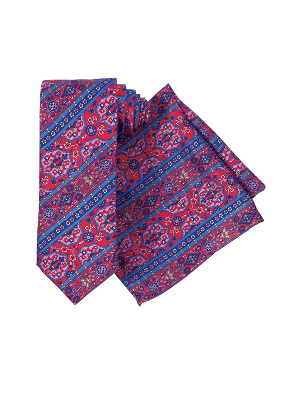 Red Silk Satin Tie and Pocket Square Set
