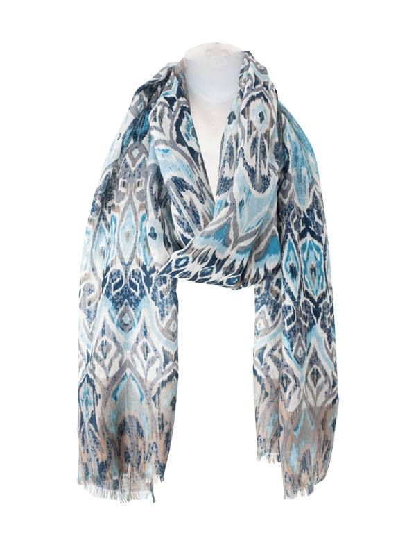 Tapestry Ikat Silk/Cashmere Scarf - Main View