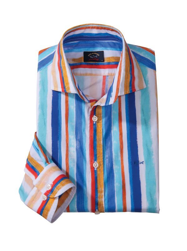 Watercolor Stripe Stretch Cotton Shirt by Paul & Shark - Main View