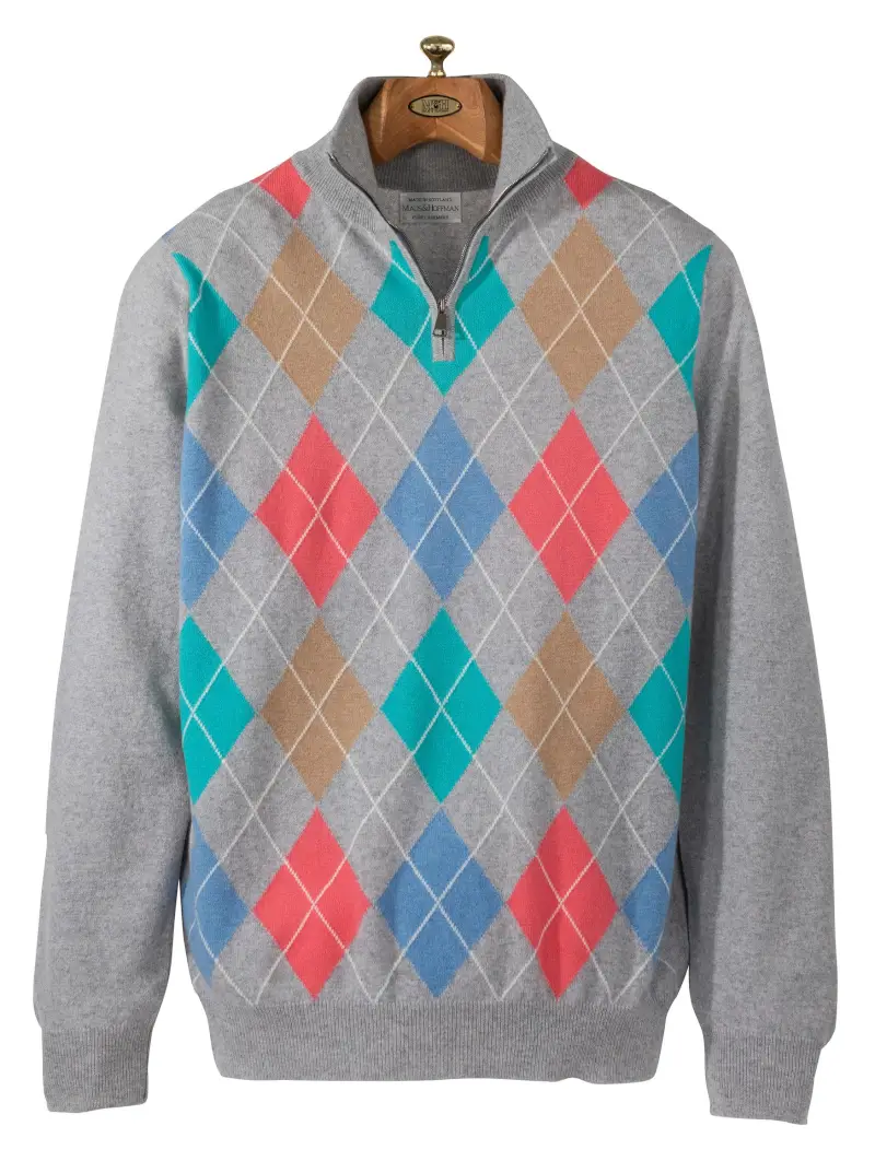 Bruce Cashmere Argyle Quarter-Zip - 1