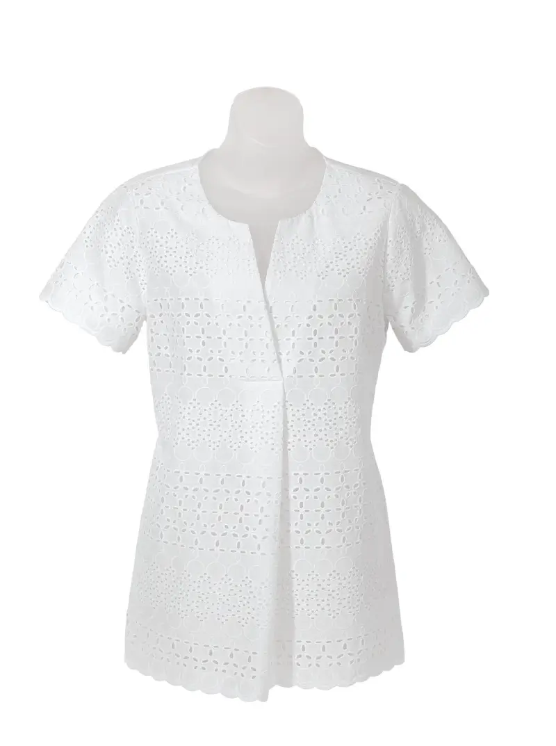 Greta Short-Sleeve Eyelet Blouse - Image 1