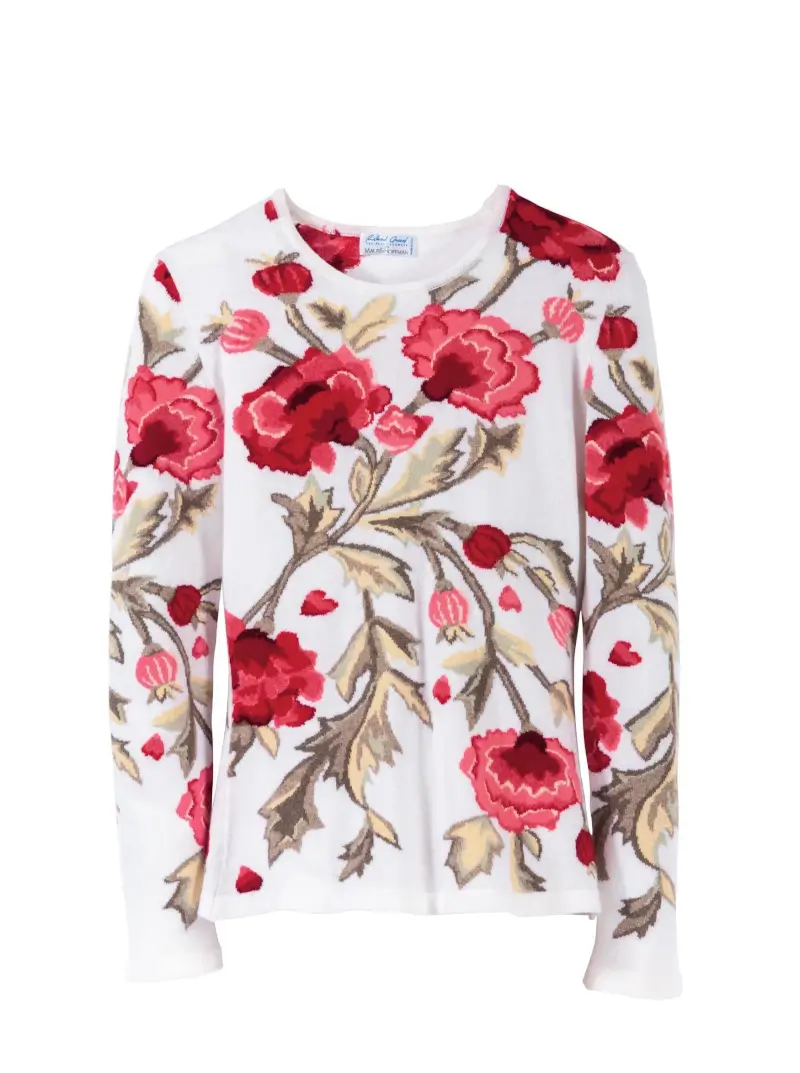 Fiori Hand Intarsia Cashmere Sweater - Image 1