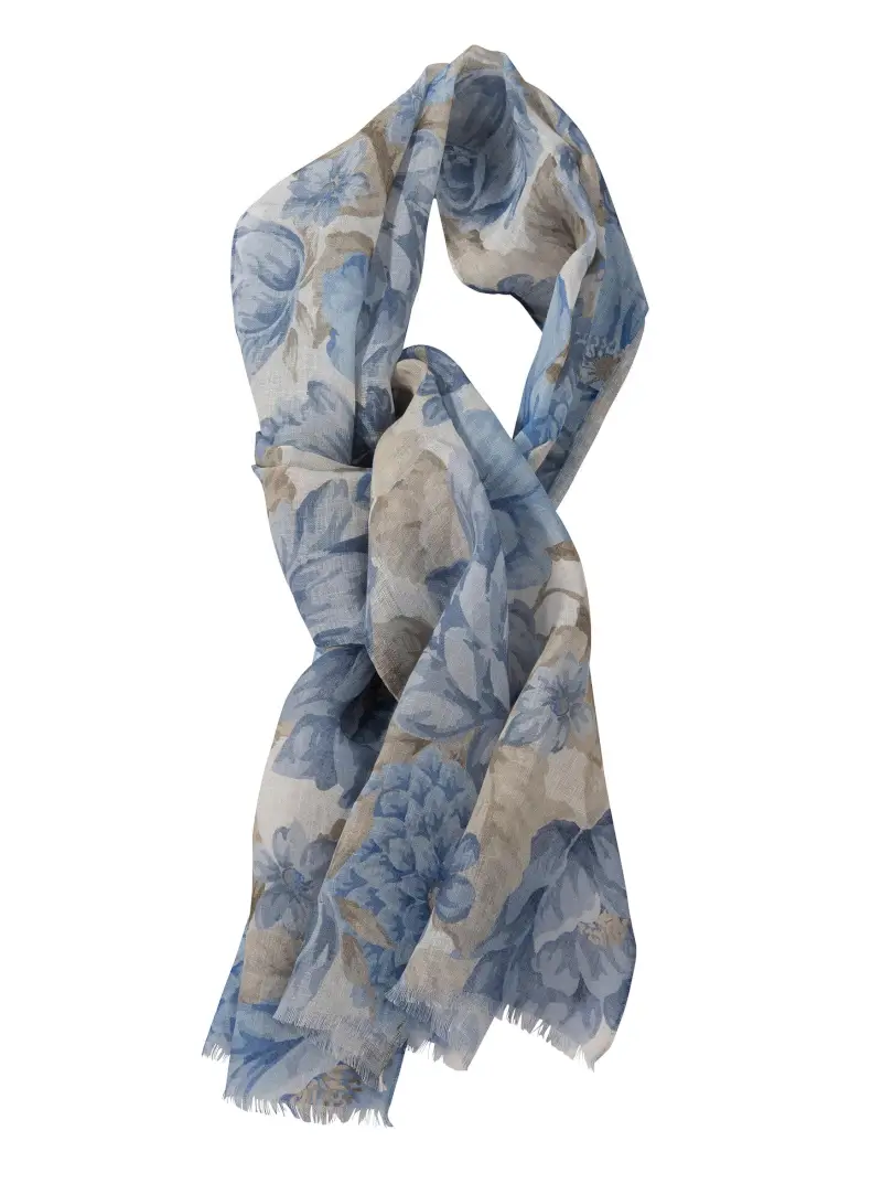 Floral Linen Scarf - 1