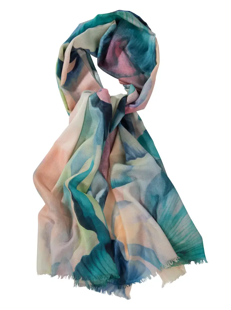 Floral Print Silk/Cashmere Scarf - 1