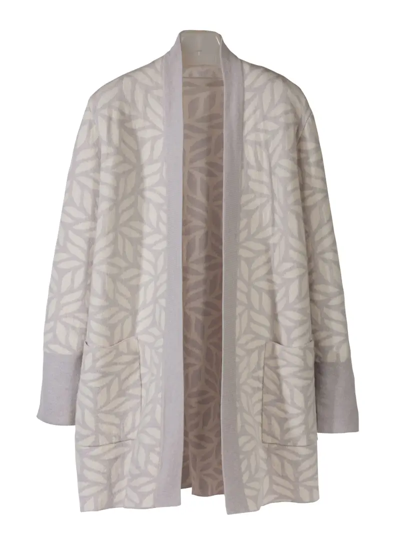 Leaves Jacquard Open Cardigan - Image 1