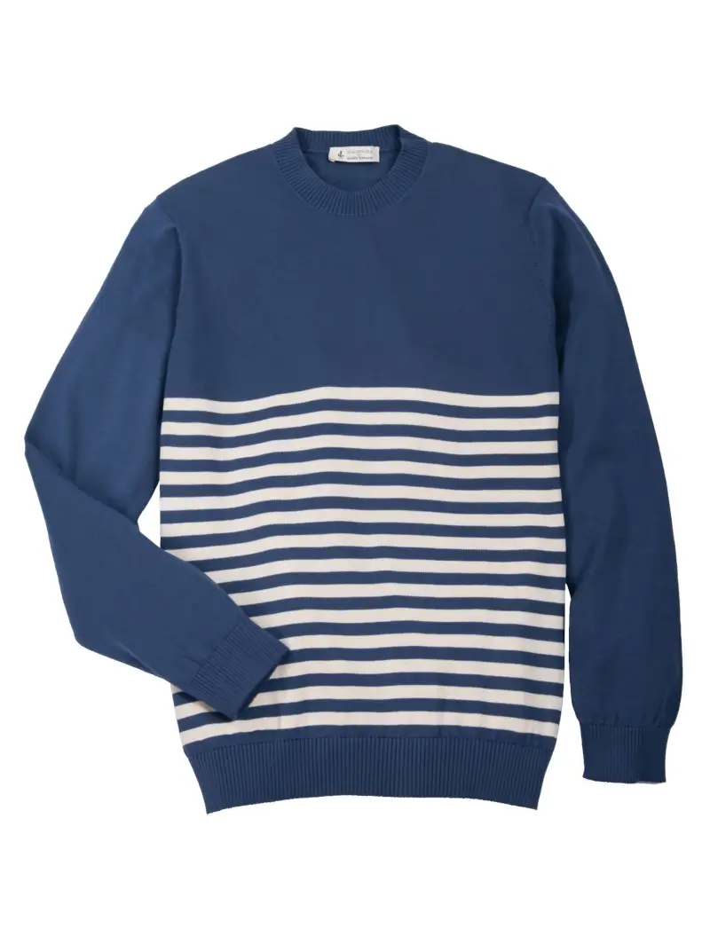 Levanto Cotton Stripe Crewneck - Image 1