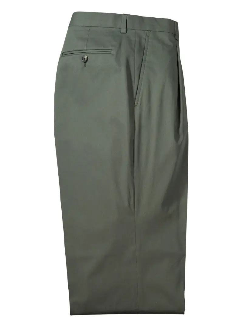 Pleated Stretch Cotton Slacks