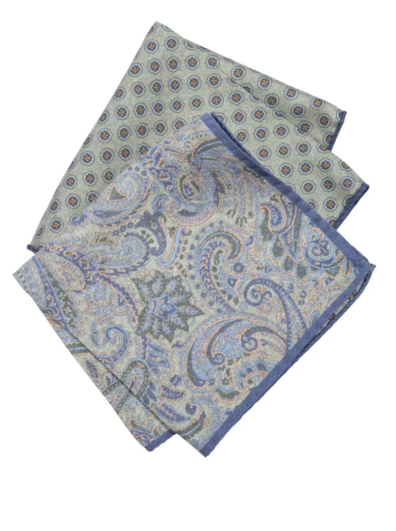 Double Face Paisley/Dot Pocket Square - 2