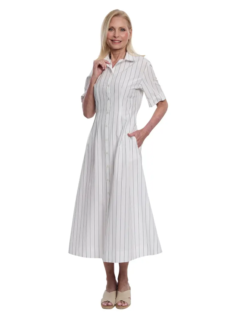 Silvana Pinstripe Shirt Dress - 1