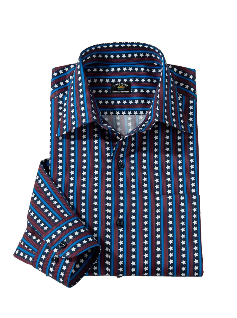 Marcello Dot Sport Shirt, Navy Blue, 100% Cotton, Extra Large