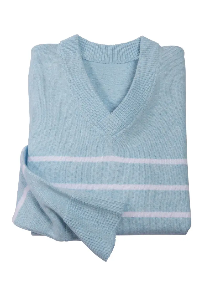 Super Soft Cotton Stripe V-Neck - 2