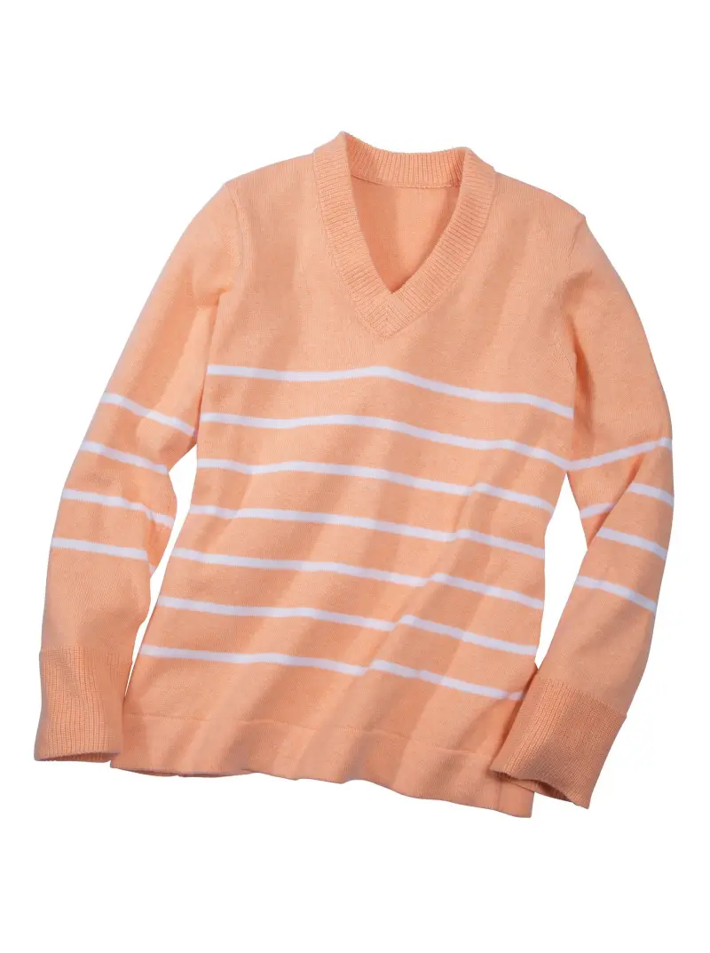 Super Soft Cotton Stripe V-Neck - 1