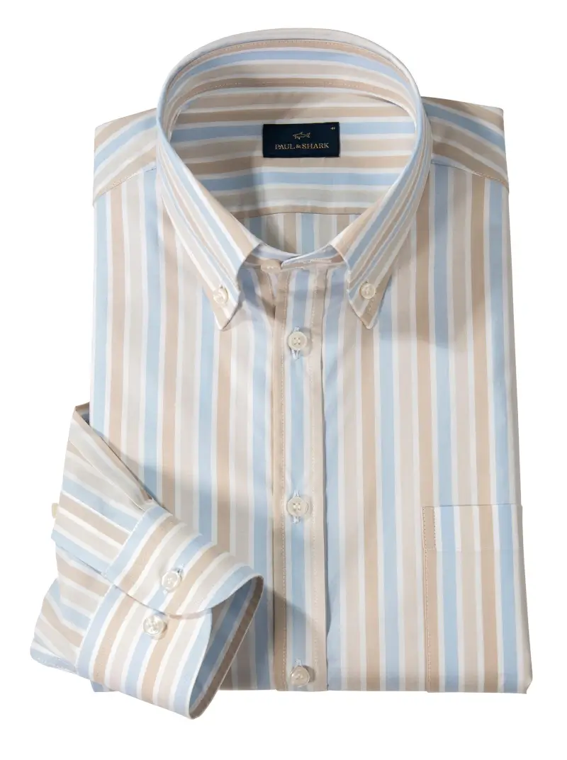 Tan/Blue Stripe Shirt by Paul & Shark - 1