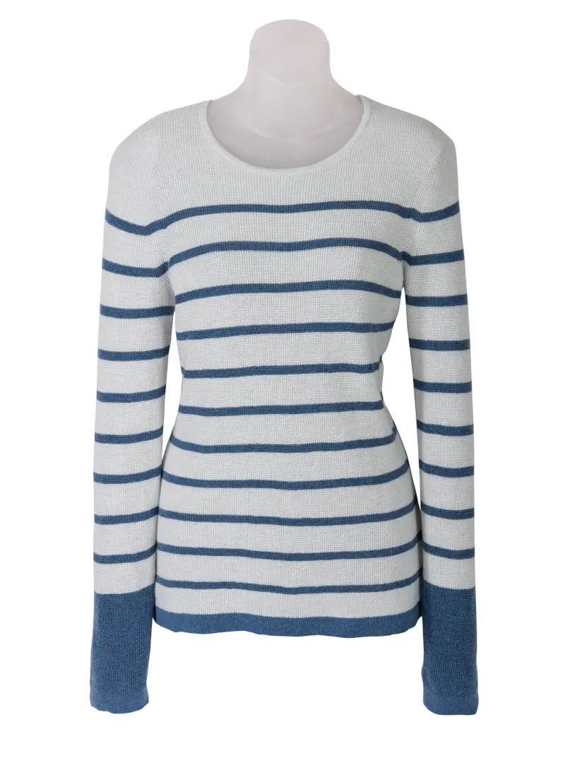 Waffle Knit Stripe Round Neck - Image 1